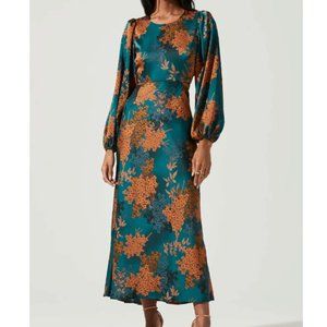 ASTR the Label Quinn Floral Cutout Midi Dress - Green Rust Floral